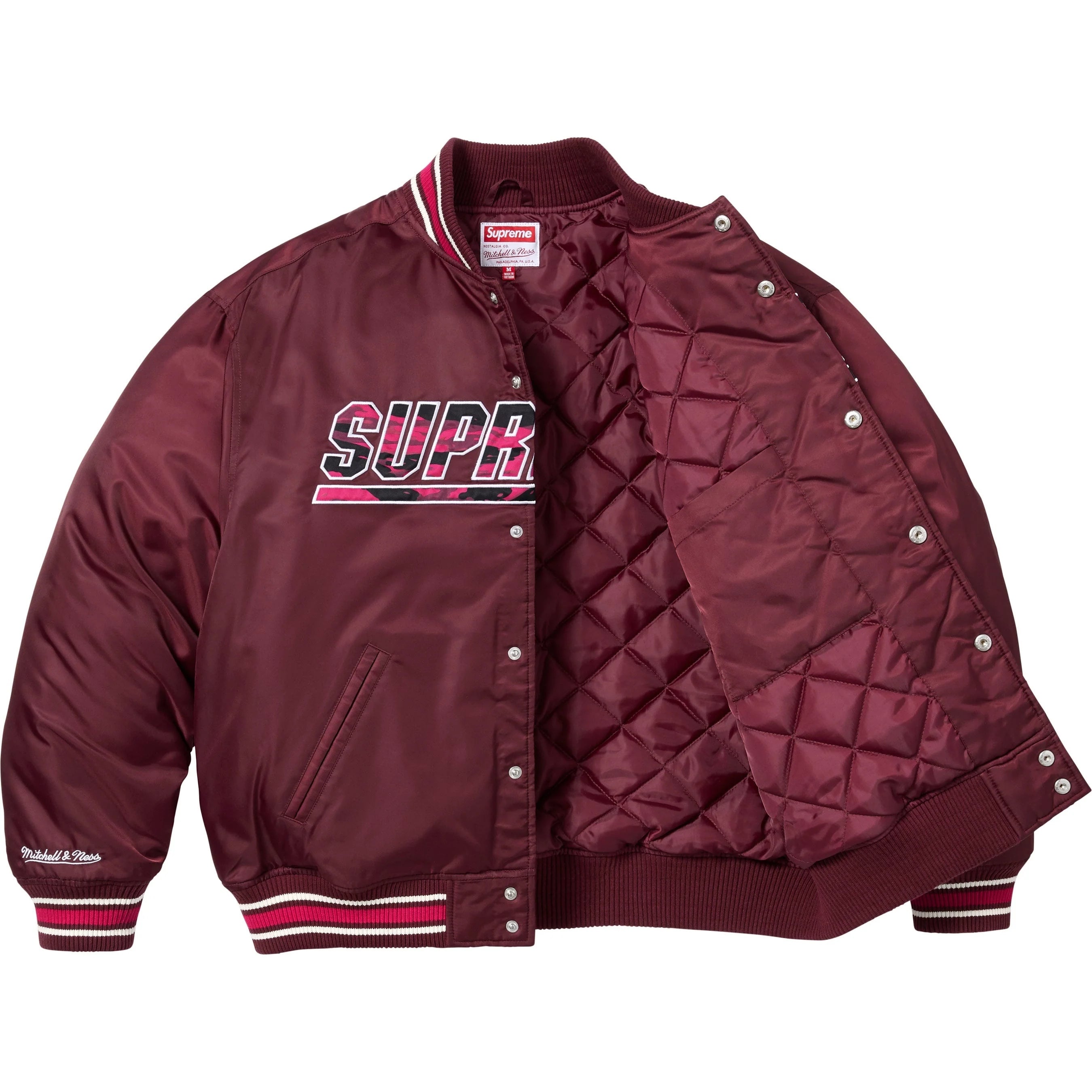 Supreme®/Mitchell & Ness® Camo Logo Varsity Jacket view 15